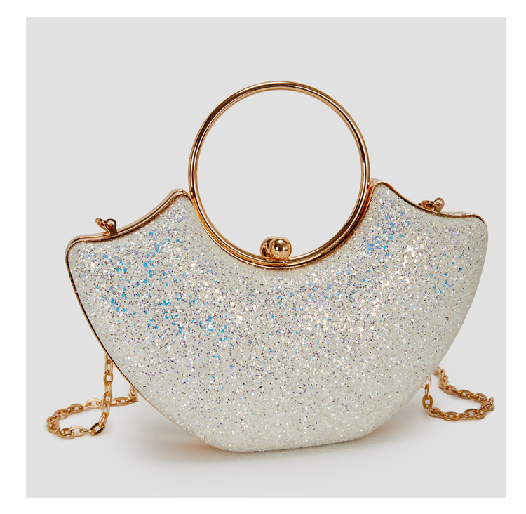 Women's Small PVC Solid Color Elegant Sequins Shell Lock Clasp Evening Bag display picture 8