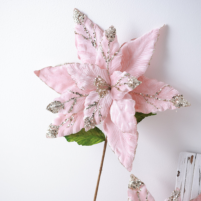 Buscando nuevos árboles de Navidad decoraciones de flores de Navidad 40cm super grande de alta calidad teñido de flores simuladas arreglos de flores de Navidad