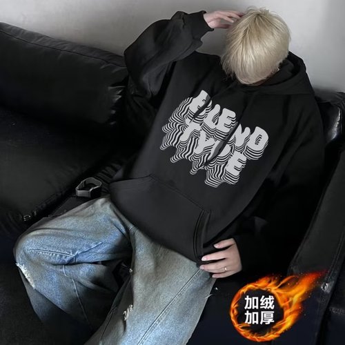 Heavyweight Hooded Sweatshirt for Men - Spring and Autumn Season American Retro Street Art Graffiti Print Top Casual Sport Sweatshirt