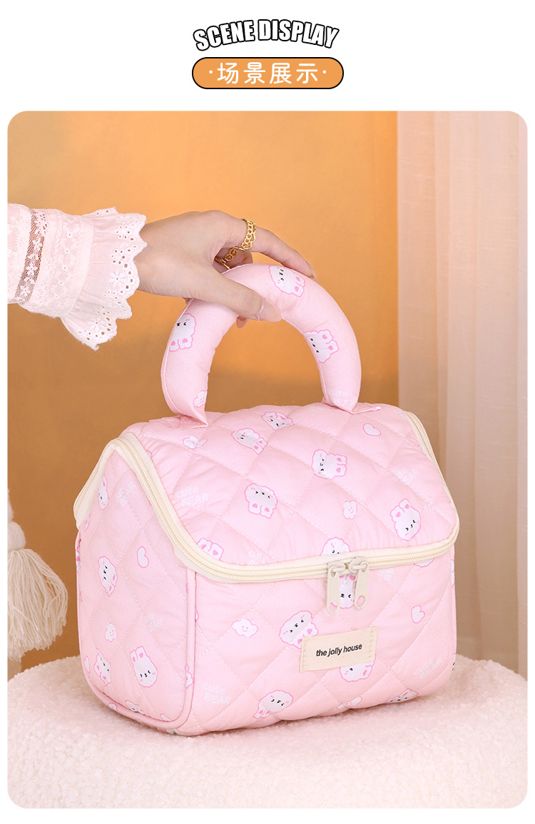 Top Handle Strap Type wash bag Bags Type Daily, Street, Shopping Occasion Elegant Streetwear Solid Color Polyester Sewing Thread Square Makeup Bags