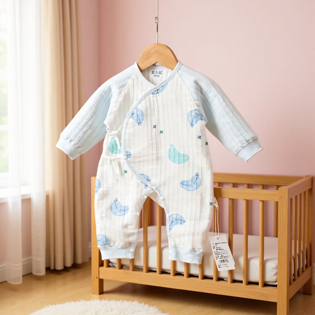 Autumn and Winter Newborn Romper, Autumn Baby Three-Layer Warm Butterfly Clothing, Seamless Baby Jumpsuit with Cartoon Embroidery