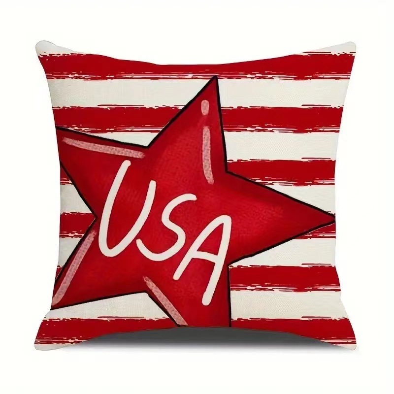 2024 nueva serie de funda de almohada del día de la independencia lino estilo americano funda de almohada cuadrada decoración de atmósfera de vacaciones image 26