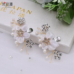 Yulapan Bride Metal Pearl Shoes Flower White Flowers Shoe Buckles Detachable Single Shoes with Flower Shoe Accessories HX05 