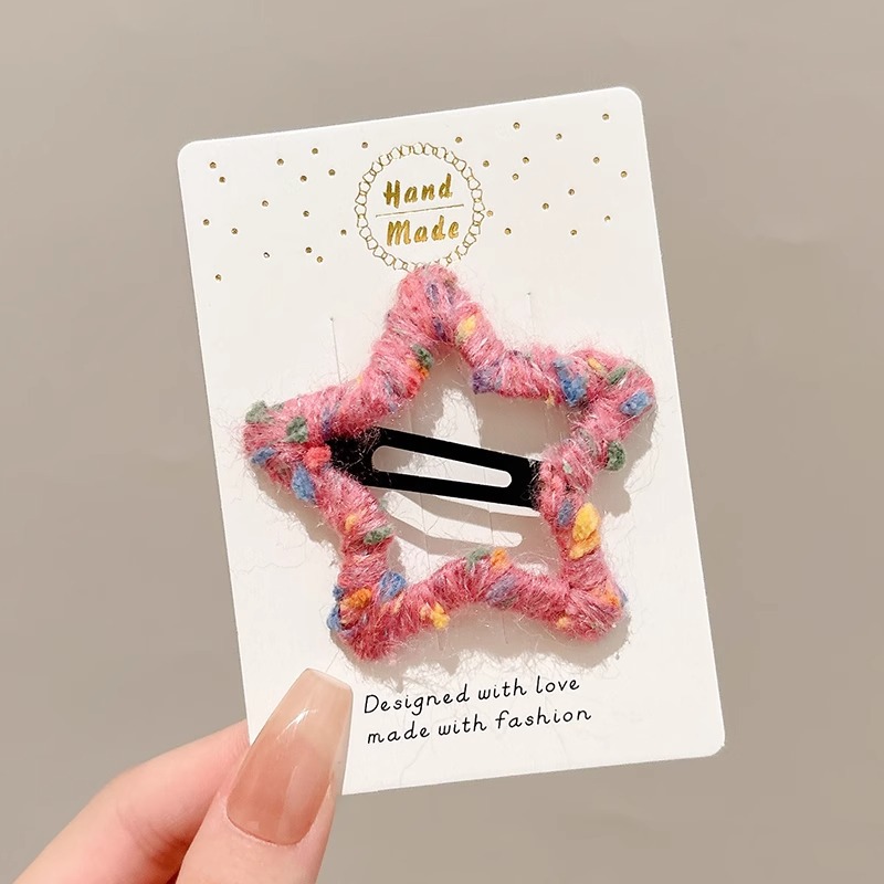 Pinzas para el pelo con estrellas de puntos de colores tejidas 2025 nuevo modelo de alta gama pinza para flequillo y laterales accesorio para el cabello