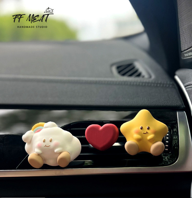 Car Air Freshener with Cute Chubby Star and Cloud Designs for Baby, Car Dashboard Vent Diffuser Decoration Gift