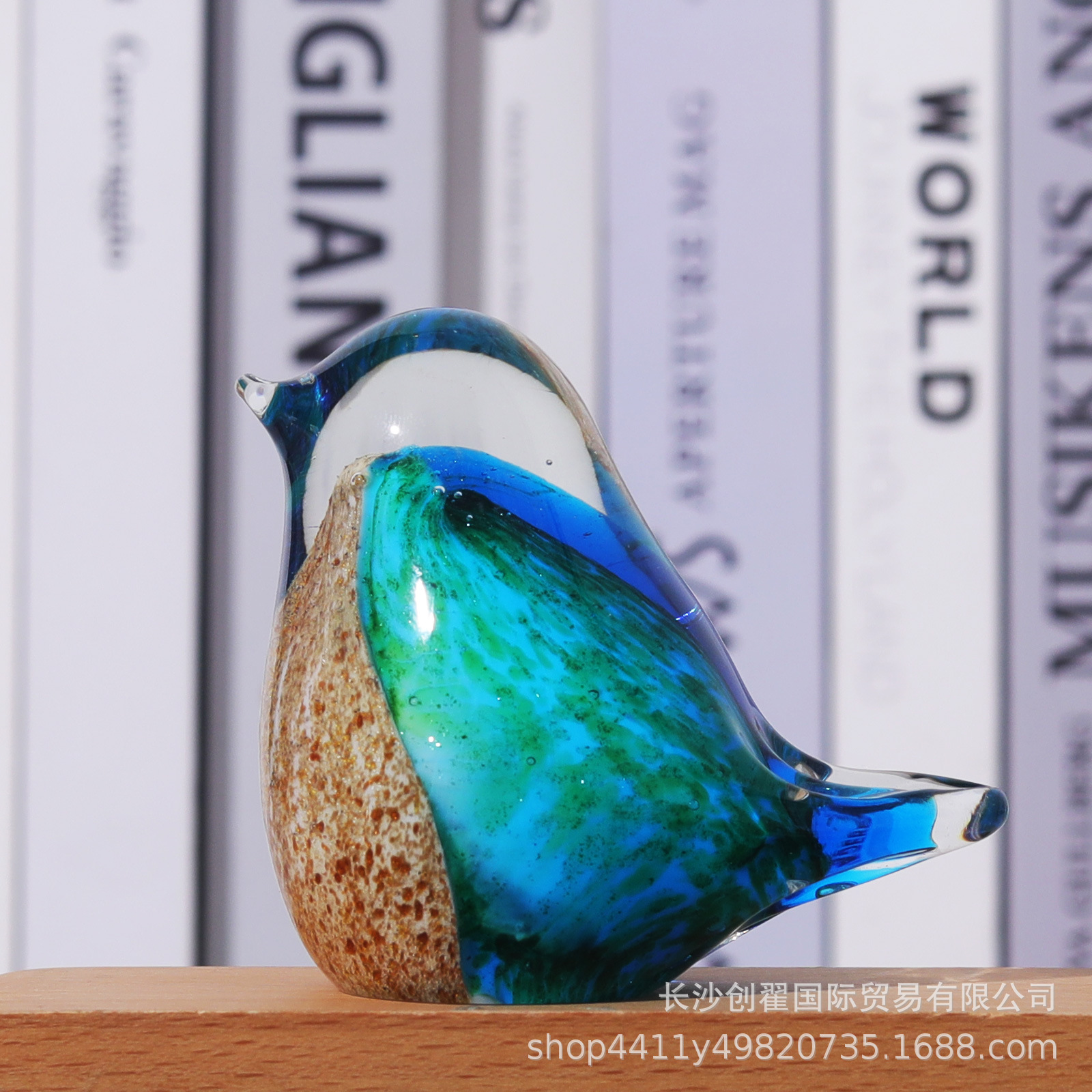 Nórdico creativo verde hecho a mano esmalte de color decoración de aves artesanías hogar Kingfisher decoraciones de escritorio de suministro transfronterizo