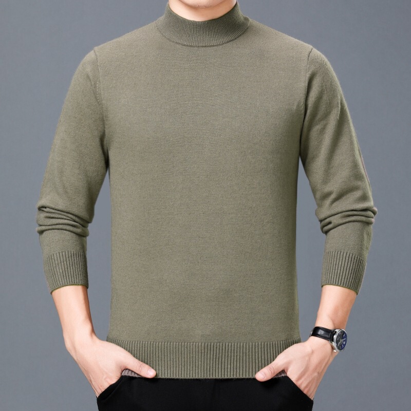 Brand 2025 Autumn and Winter Half Turtleneck Cashmere Knitwear Men's Casual Middle-Aged Knitted Knitwear Thickeneded Warm Knitwear Base Men's Clothing