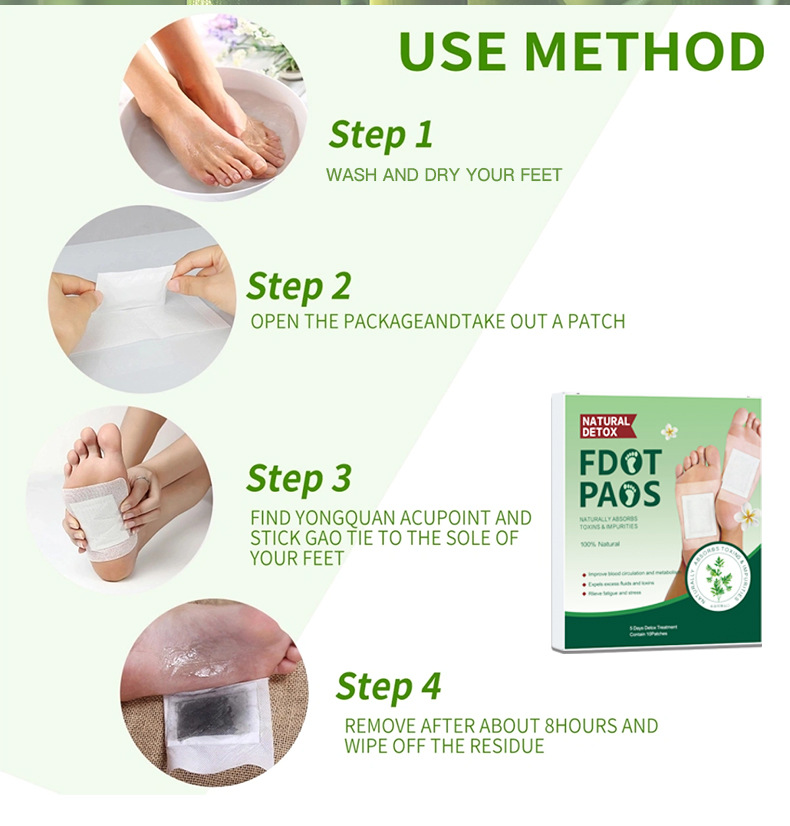 Herbal Foot Patch 10 Patches Per Box Deep Green Box Daily Foot Care quality and texture