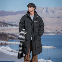 中长款加厚连帽棉服装冬季防泼水加厚防寒宽松休闲情侣棉衣外套q