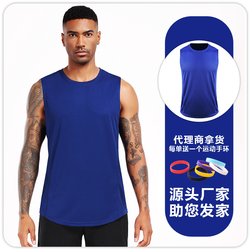 Camiseta de entrenamiento de maratón profesional de bádminton de hombre sin mangas y hombros sueltos deportivos rápidos y transpirables