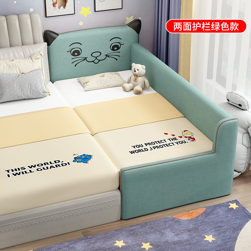 Cama ampliada para niños cama de empalme cama grande cama ampliada para bebés cama de empalme con barandilla de madera maciza cama de lado de la cama única cama cama para niños