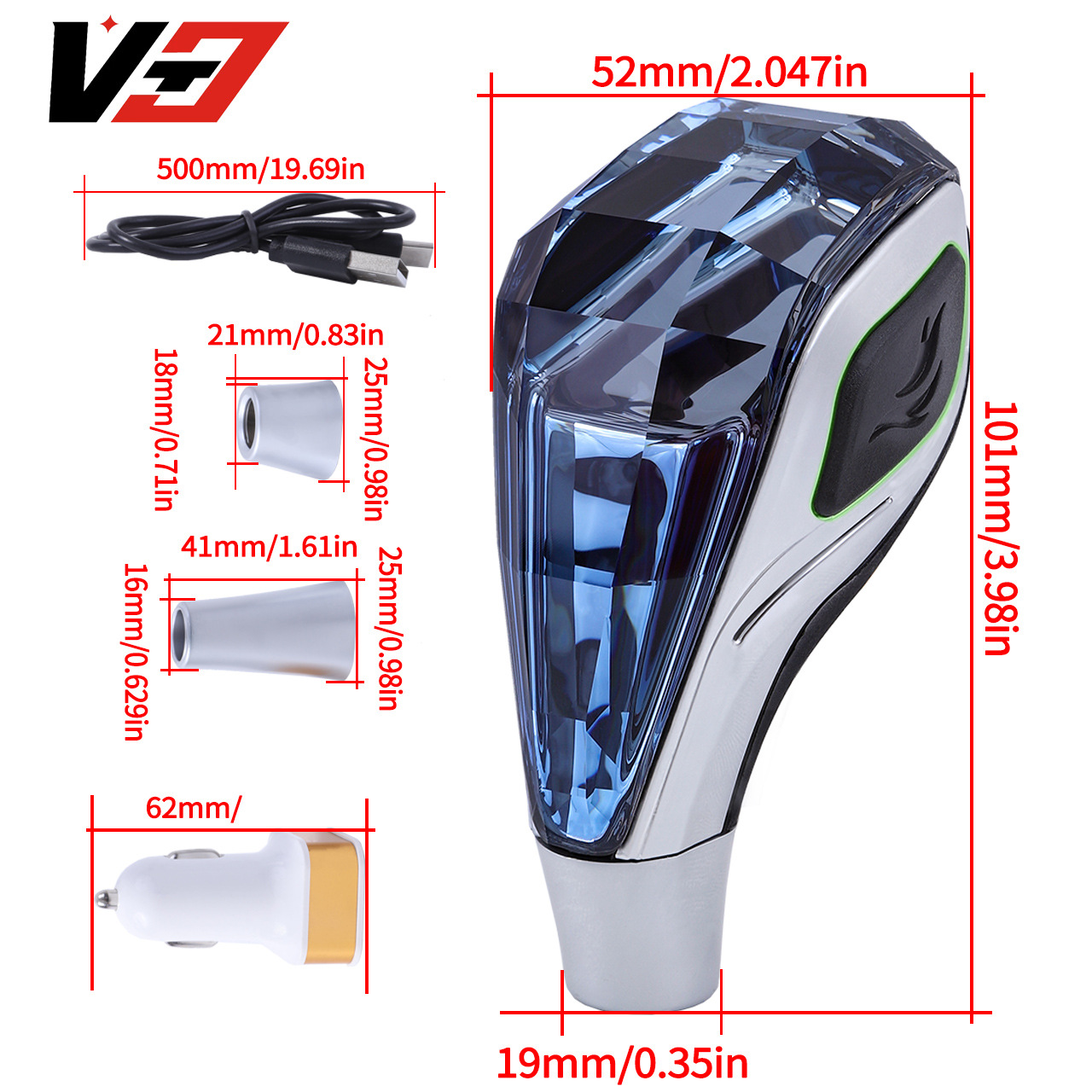 Hot-Selling Foreign Trade Car Modification Luminous Crystal Gear Shift Knob for Toyota and Mitsubishi, Auto Parts and Accessories
