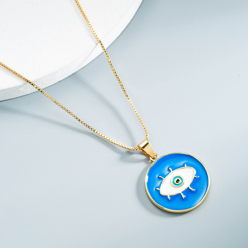 wholesale jewelry copper eye round pendant necklace Nihaojewelrypicture6