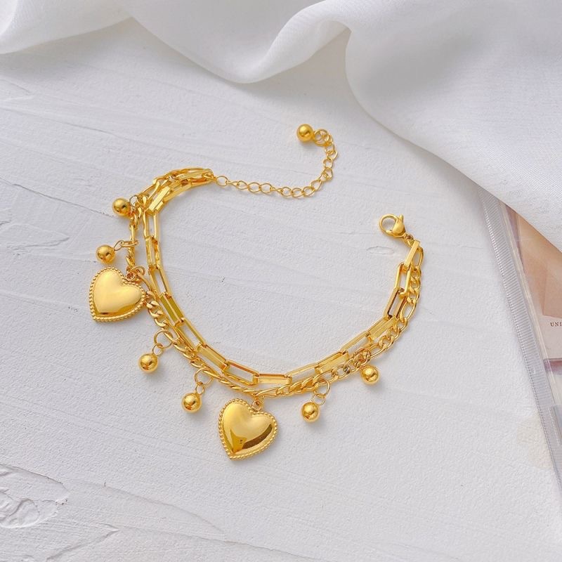 Pulsera de Acero de Titanio de Dongguan, Estilo Europeo y Americano, Diseño de Doble Cadena con Cuchillas, Exagerada, Hip-Hop, para Otoño e Invierno, No se Destiñe, para Mujer