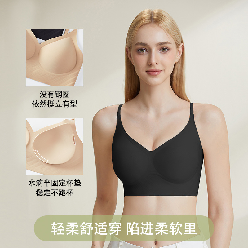 Sujetador de espalda hermoso sin costuras, base líquida, ropa interior invisible para mujer 2025 primavera y verano nuevo estilo reunido sexy en forma de U gran mujer sin espalda