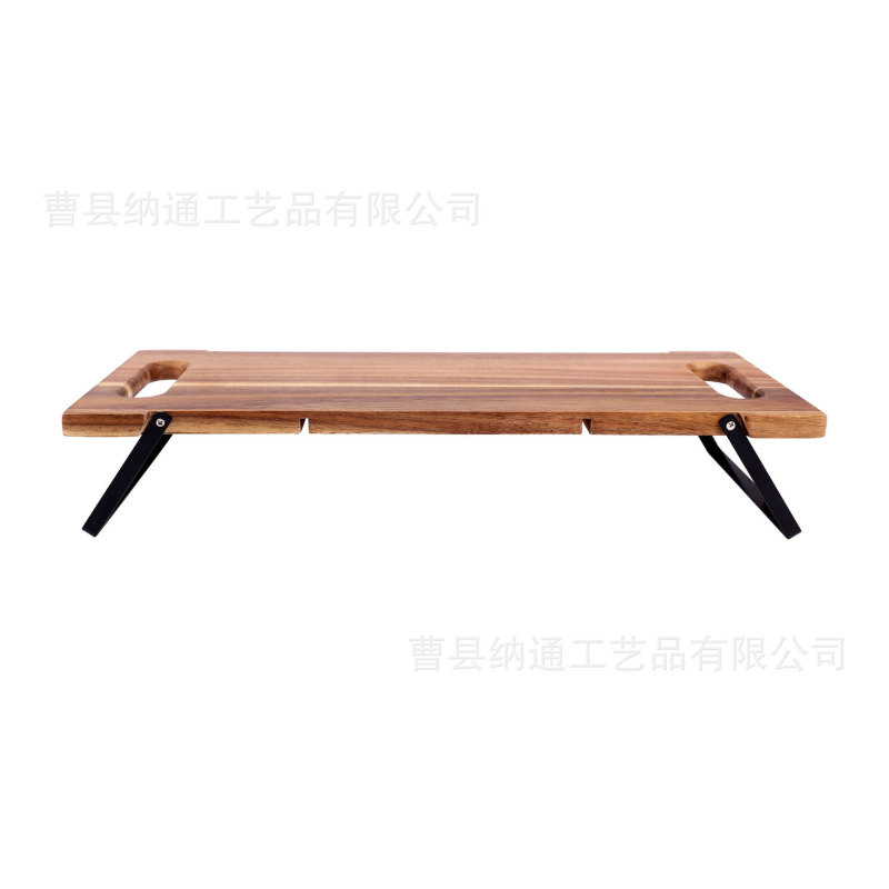 跨境木制托盘可折叠餐用上菜托盘户外便携式熟食盘牛排盘带支架|undefined