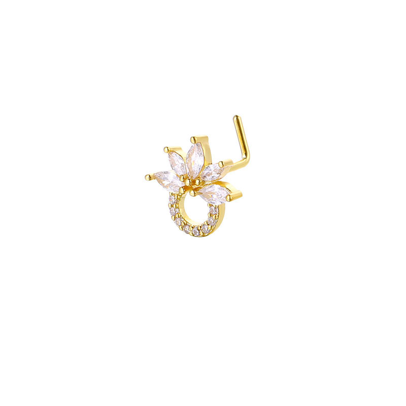 Cross-Border L Rod Stud Micro Stainless Steel Inlaid With Bright Stone Nose Ring 20G Body Piercing Jewelry_voghion.com