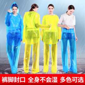 批发一次性雨衣加厚成人儿童防暴雨分体套装户外旅游漂流雨披雨裤