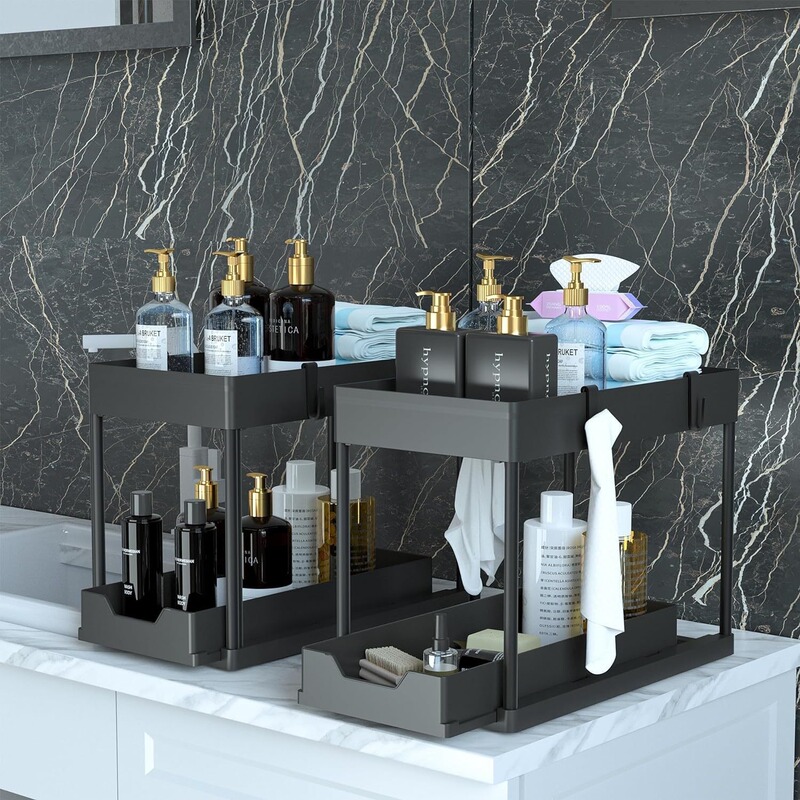 Cross-border exclusive supply of labeled kitchen sink double-layer sliding pull-out storage rack Cross-border exclusive supply of labeled kitchen sink double-layer sliding pull-out storage rack