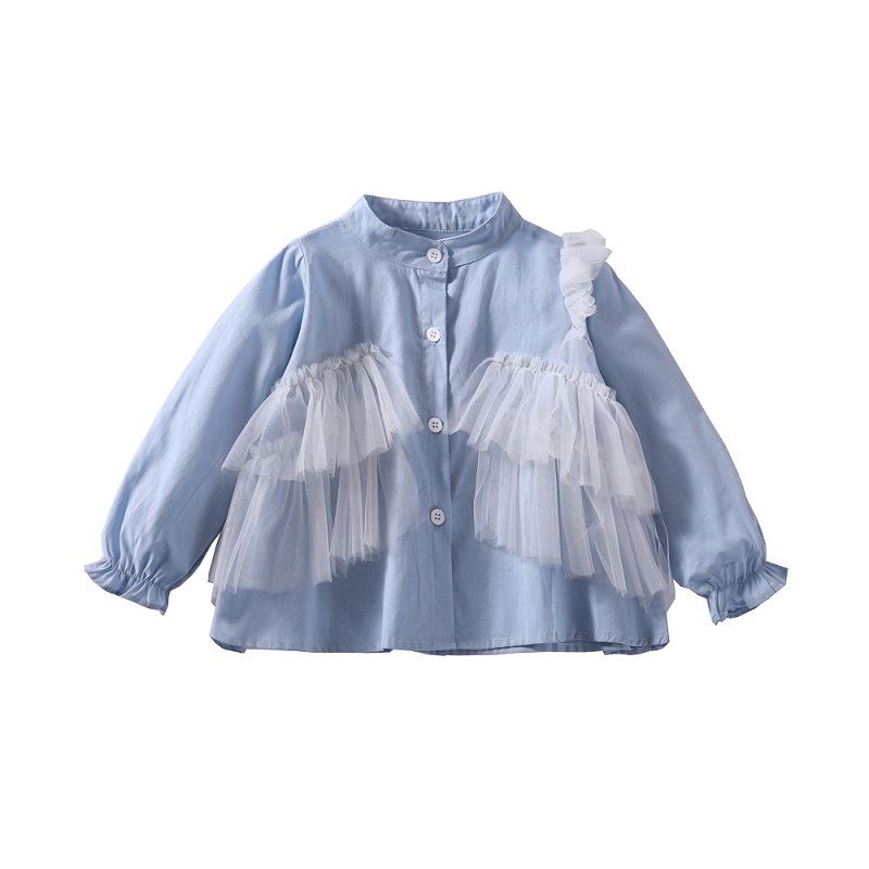 Camisa de manga larga para Niñas Ropa de primavera y otoño camisa de princesa para niñas Camisa de algodón estilo occidental para niños 2024 Nuevo