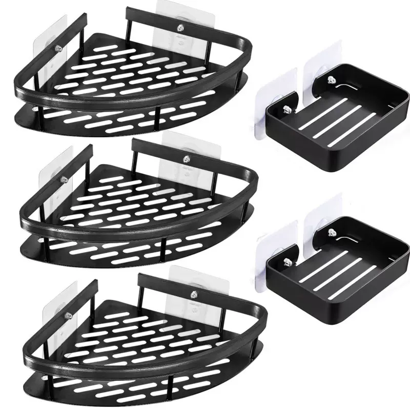 跨境专供卫生间置物架免打孔浴室三角置物架墙角转角厨卫三角架子