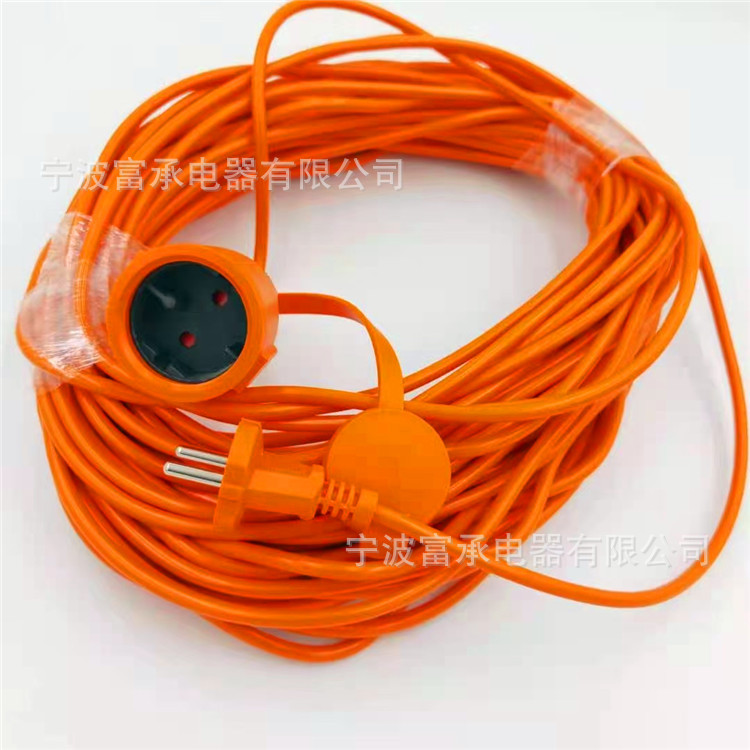 欧标插头欧规延长线两芯工具头铜质大功率法国户外电源线