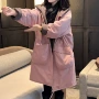 冬季宽松连帽中长款棉服