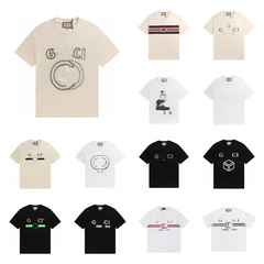 クロスボーダー天井正しいバージョン G Gujia 25SS 新しいダブル G ベルトレタープリントメンズとレディース半袖 T シャツさまざまなスタイル
