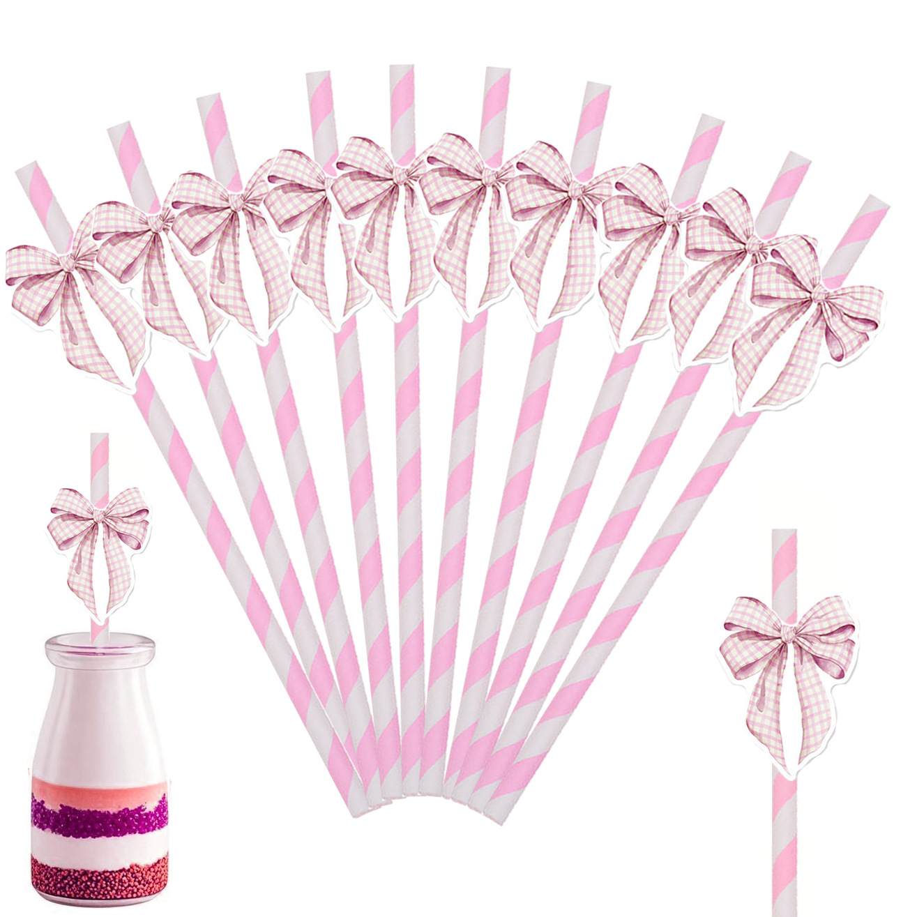 Trazo creativo transfronterizo pajita de papel decoración de fiesta mesa de postres vestido de cumpleaños botella de pudín complemento de pastel