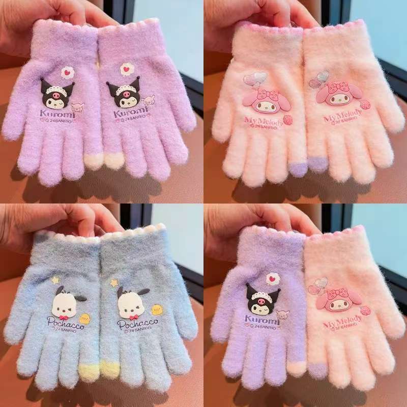 sanrio children‘s gloves winter five-finger cold-proof warm keeping girls baby cute clow m male and female full finger