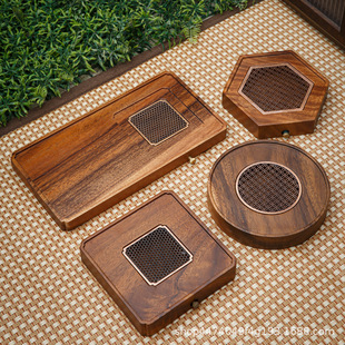 Tea tray walnut drainage tea tray water storage tea tray dry bubble wet tea tray home hotel solid wood tea table