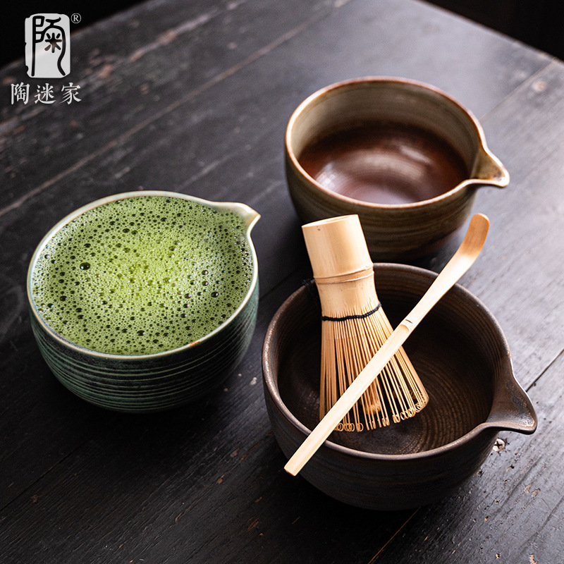 Pottery Enthusiast Coarse Pottery Matcha Bowl with Matcha Bamboo Brush, Tea Bowl, Matcha Cup, Stirrer, Whisk Set Pottery Enthusiast Coarse Pottery Matcha Bowl with Matcha Bamboo Brush, Tea Bowl, Matcha Cup, Stirrer, Whisk Set