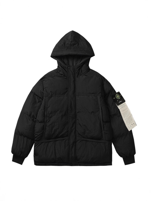 跨境石头潮牌罗盘金属色尼龙加厚棉服面包服拉链宽松百搭潮流外套|undefined