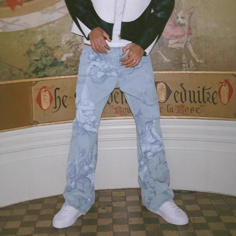 Unbranded Jeans Graffiti Light Blue