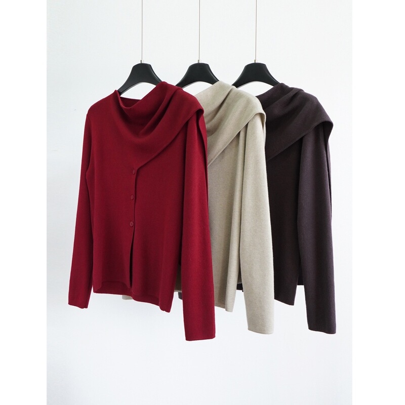 Accepting Orders! Real Photos of Designer Knit Cardigans with a Draped Collar, Slimming and Loose-Fitting, New Wool Tops for Women Accepting Orders! Real Photos of Designer Knit Cardigans with a Draped Collar, Slimming and Loose-Fitting, New Wool Tops for Women