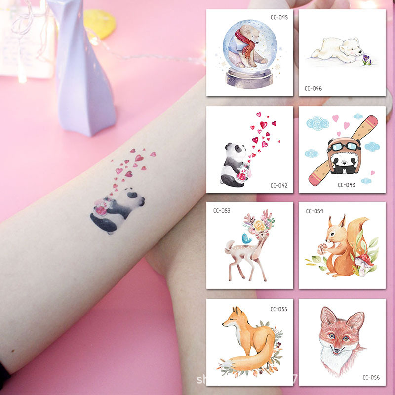 New Spot Temporary Tattoo Stickers Wholesale Children Cartoon Animal Cat Elephant Tattoo Stickers Panda Face Stickers