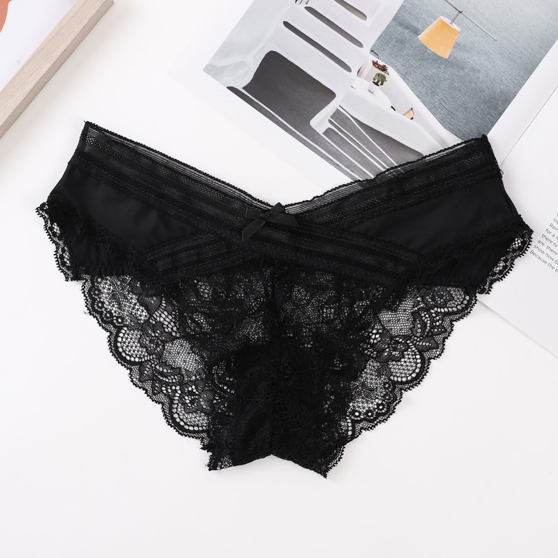 Pantaleta de Encaje de Tiro Bajo para Mujer de Nailon Sin Costuras