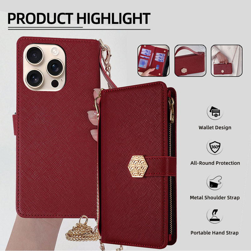Suitable for Apple 17 Pro Max Phone Leather Case, iPhone 16E Handbag, 12 Wallet Flip Cover Protective Case, 14/13