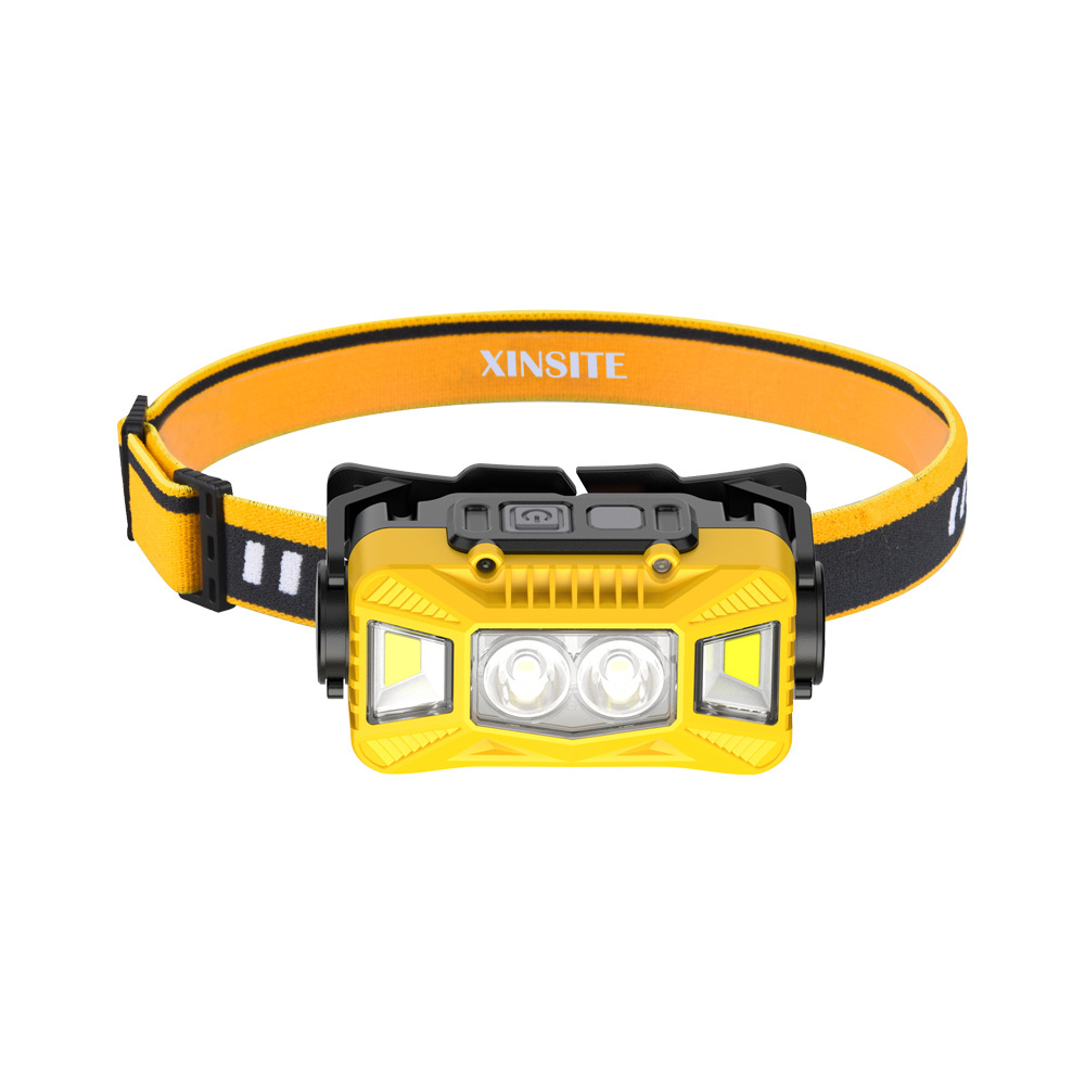 Transfronterizo LED faro inducción resplandor impermeable al aire libre multi-Cabeza de iluminación USB carga faro noche montar luz bicicleta