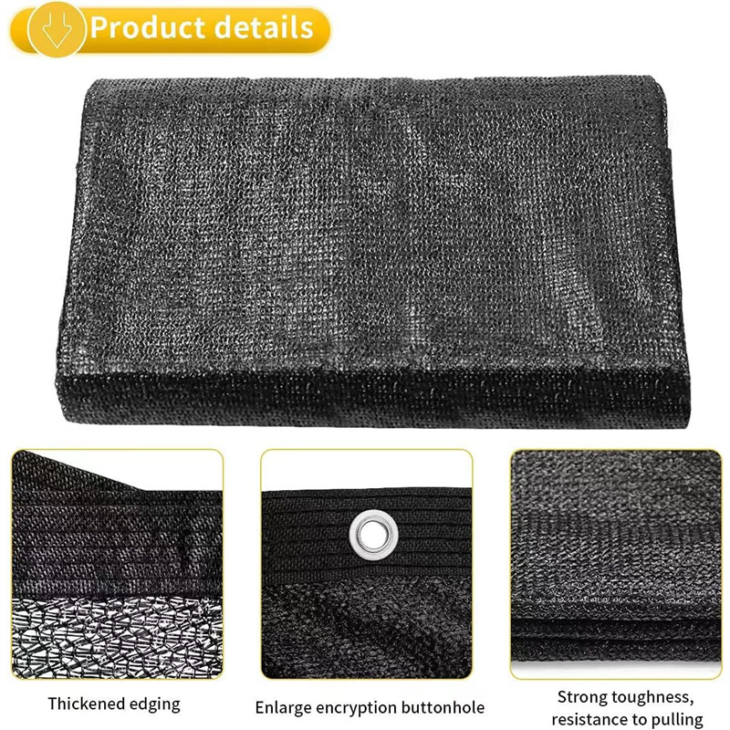 跨境批发黑色网遮阴网包边打孔户外庭院大棚遮光太阳网隔热网