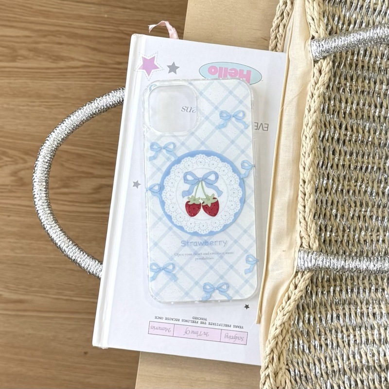 Pequeño arco azul fresco para Apple 16ProMax funda para teléfono móvil 15Pro magnético 14/13 femenino 15PM nuevo