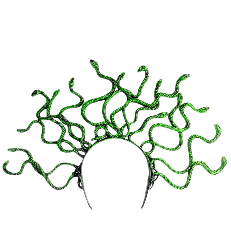 Medusa cabeza de serpiente diadema Halloween cos accesorios para el cabello fiesta de baile maquillaje accesorios de disfraces mitología griega antigua hebilla de cabeza de serpiente