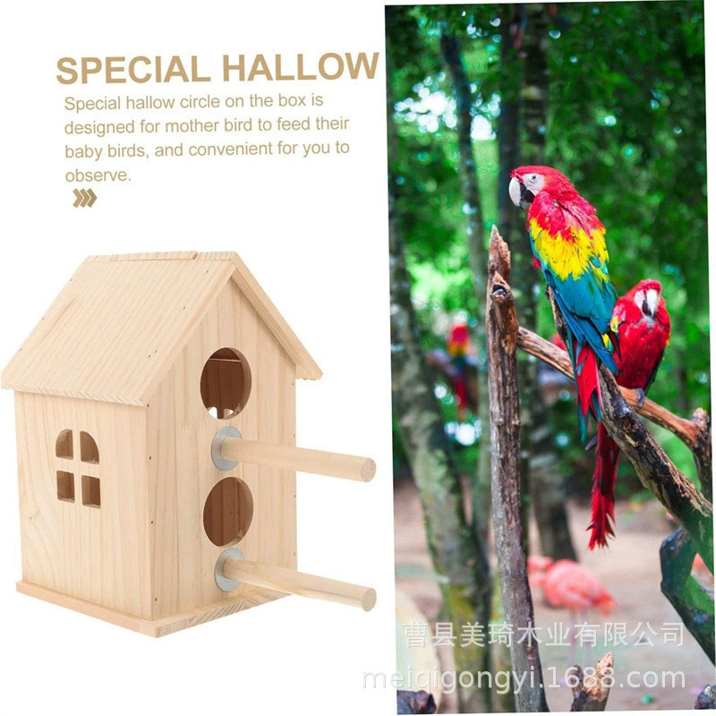 Деревянное птичье гнездо Птичье гнездо с двумя отверстиями