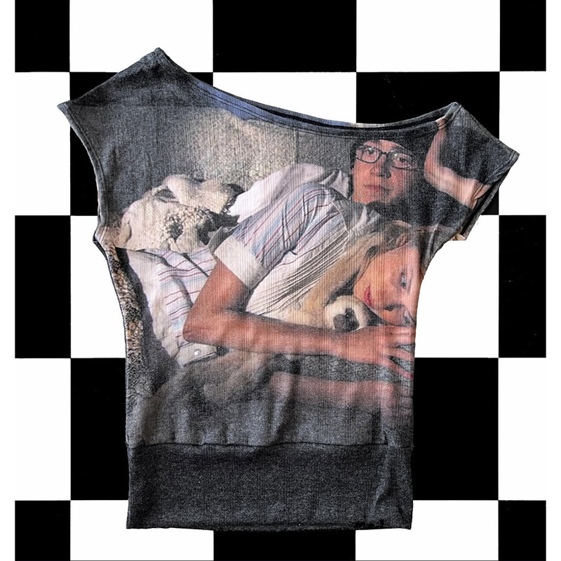 European and American Ins Cross-Border New Retro Movie-Style Character Digital Print Asymmetrical Off-Shoulder Short-Sleeve T-Shirt European and American Ins Cross-Border New Retro Movie-Style Character Digital Print Asymmetrical Off-Shoulder Short-Sleeve T-Shirt