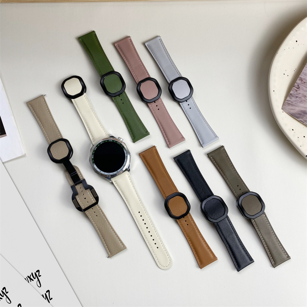 Sobib Samsungi ja Huawei moodsa stiiliga kellarihmadele, 20 mm ja 22 mm, Nautiluse magnetilise kokkupandava pandlaga nahast kellarihmadele._voghion.com