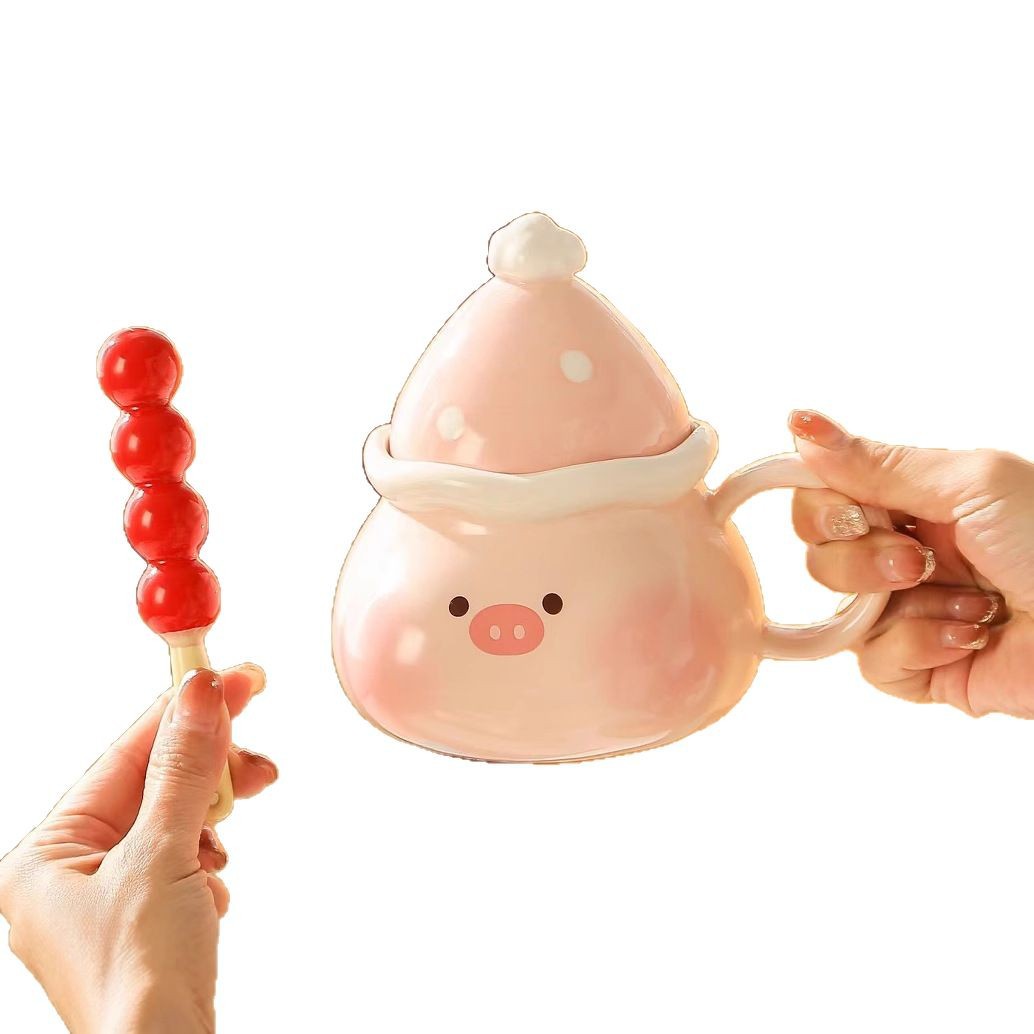 Creativo y lindo palo de haws confitados taza de animales de dibujos animados taza de vino de cerámica con personalidad linda taza de regalo de mano