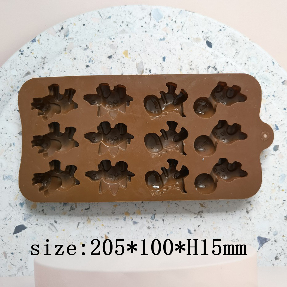 Silicone 12 dinosaurios chocolate 582 molde de pastel gelatina pudín jabón molde de pastel herramientas de horneado