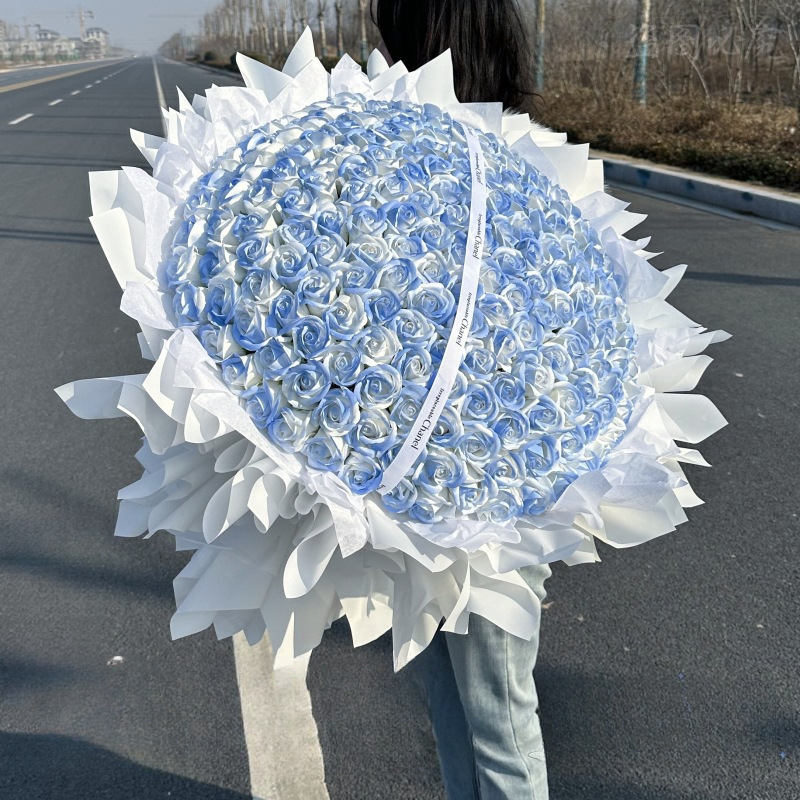 朵粉玫瑰花束纪念日生日惊喜情人节花束送女生永生花|undefined