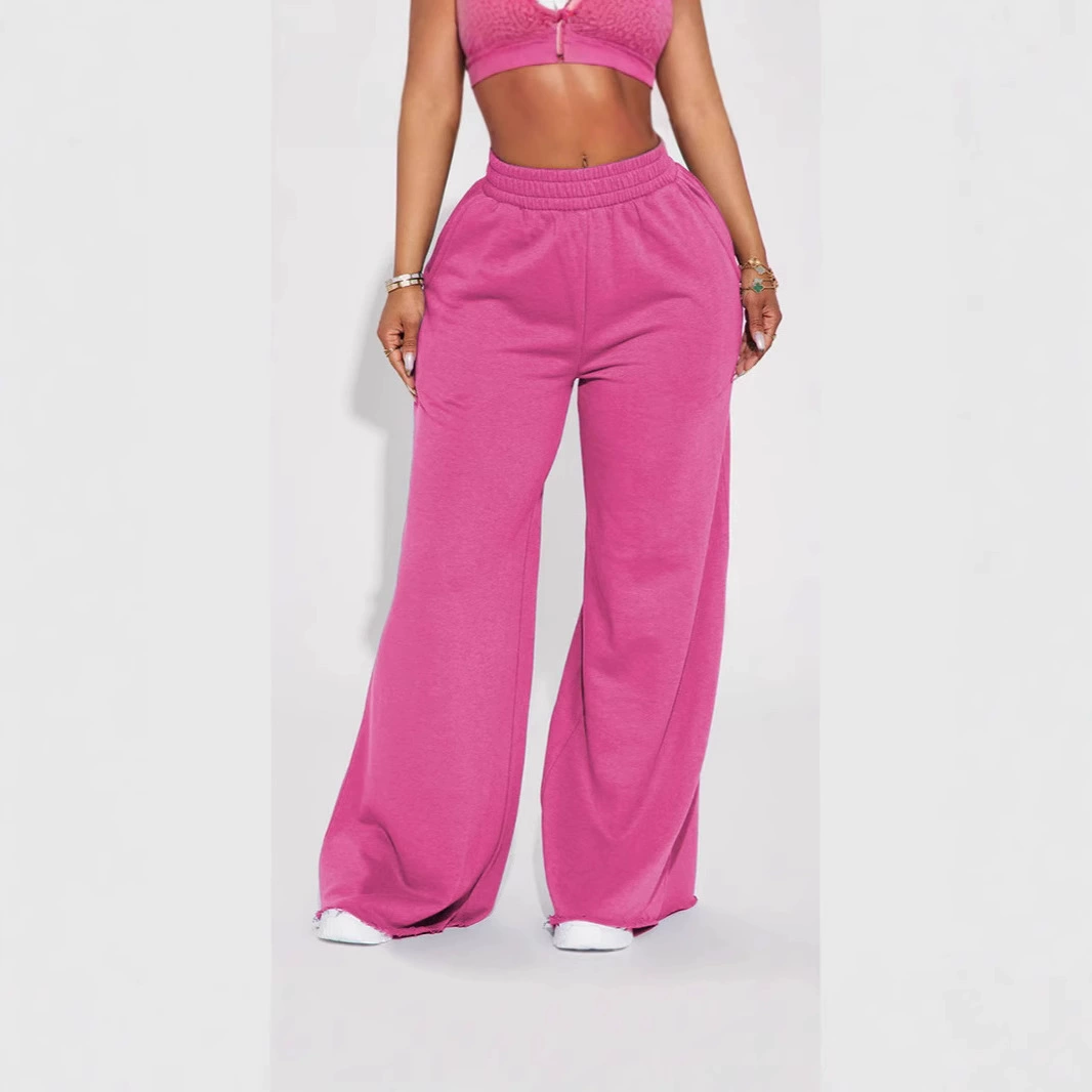 Amazon осенне-зимние новые трансграничные женские повседневные бархатные эластичные широкие свободные брюки со средней талией, готовые к продаже