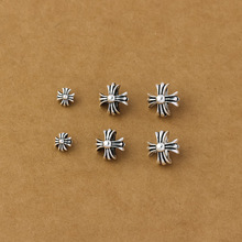 银珠子散珠s925银泰银复古克罗十字架隔珠手链配件编绳diy材料